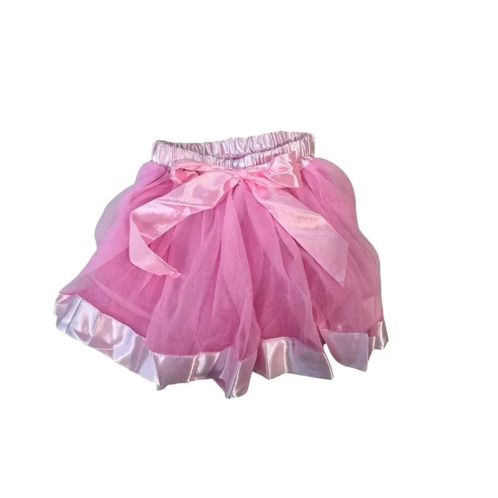 Girls Medium Pink Fluffy Petticoat Tutu Skirt Ballet Dress Up
